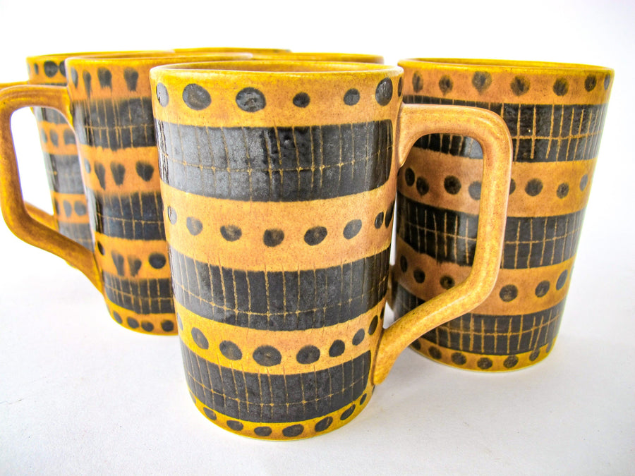 Set of Six Foreign Ceramic Mugs Made in Germany