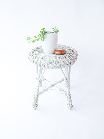 Wicker Stool Plant Stand Side Table