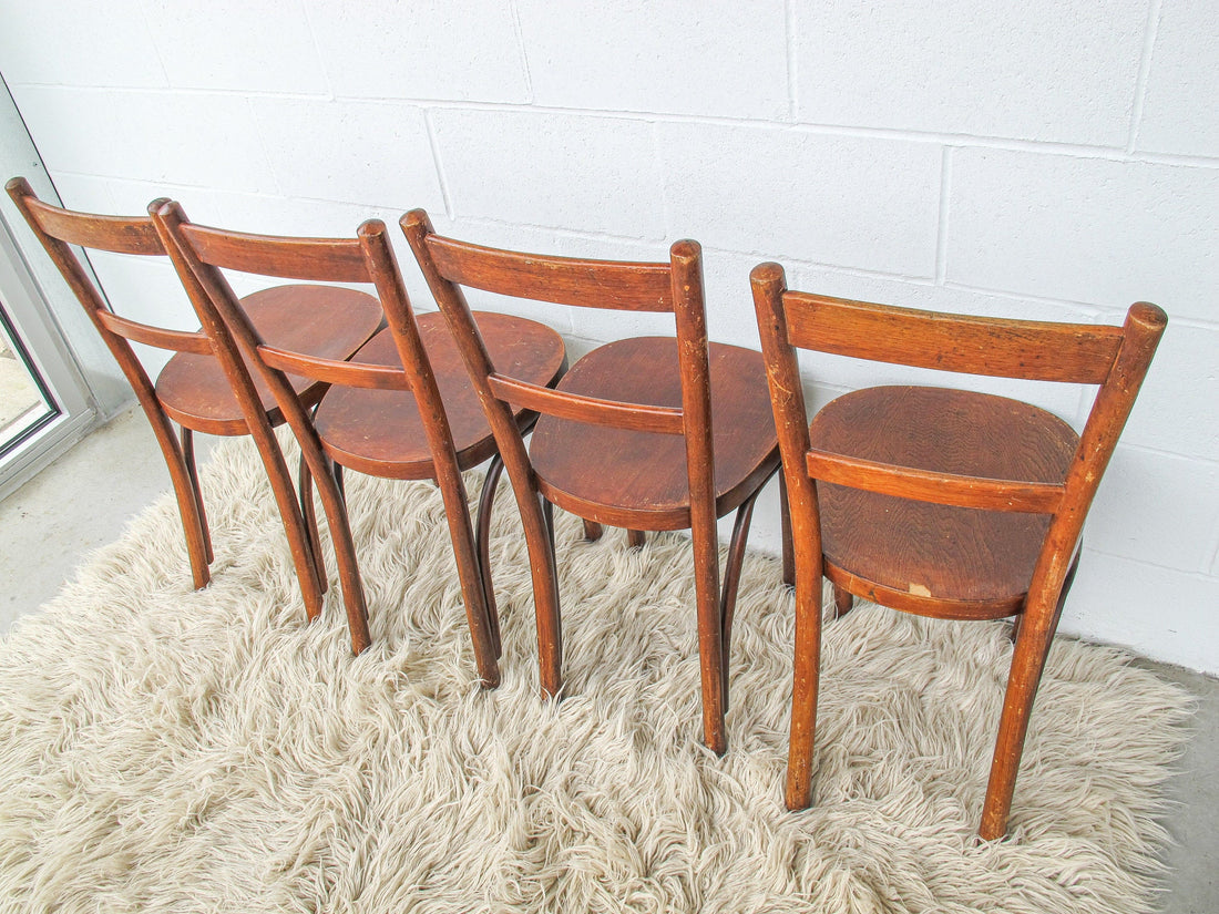 Bentwood Chairs with Ply board Seats Set of Four