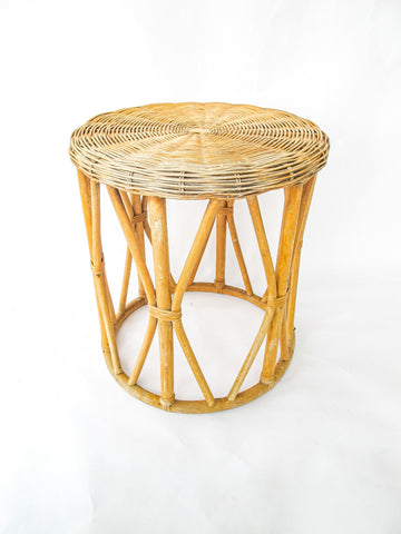 Danish Style Wicker Plant Stand End Table