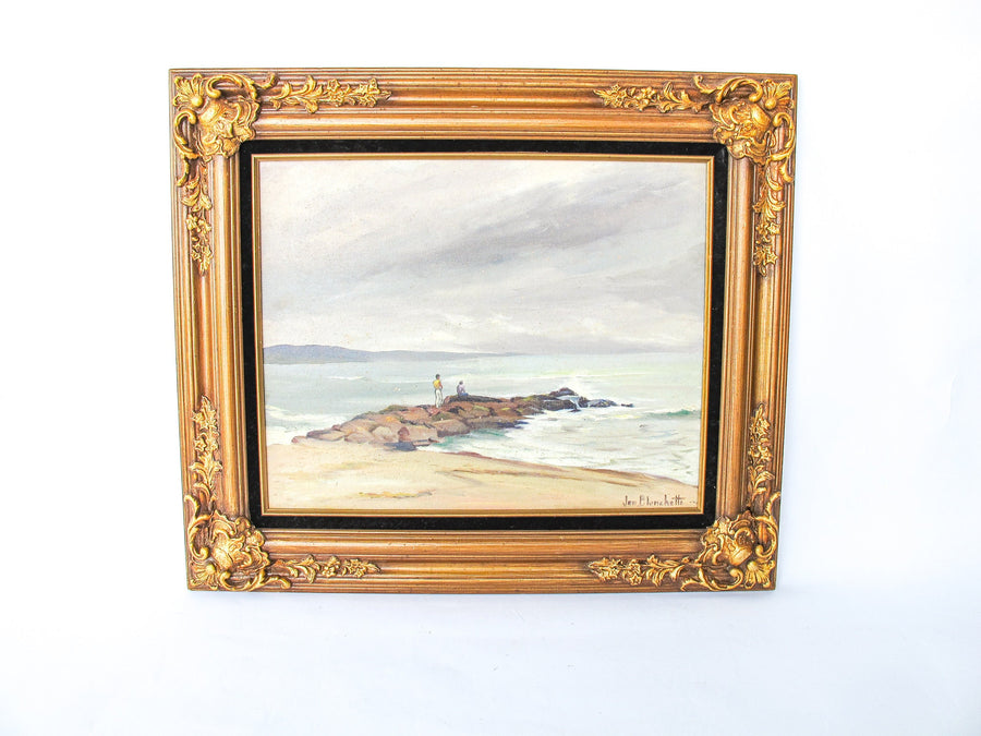 California Capitola Coastline Original Painting on Canvas Board with Wood Frame - By Jon Blanchette