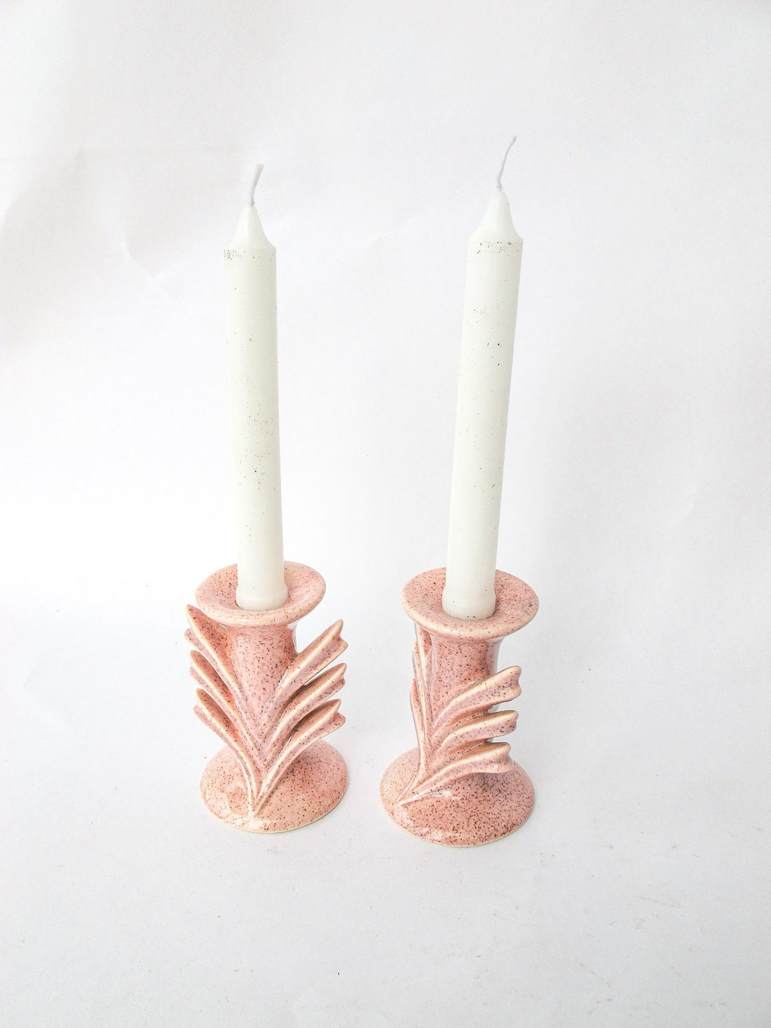 Red Wing Pink Ceramic Candle Sticks
