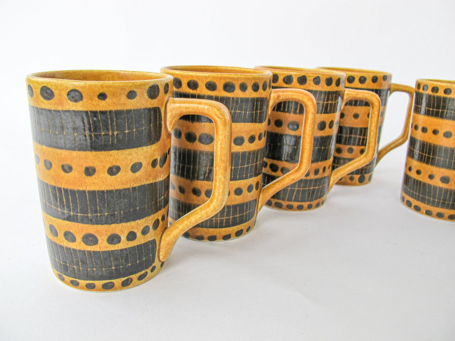 Set of Six Foreign Ceramic Mugs Made in Germany