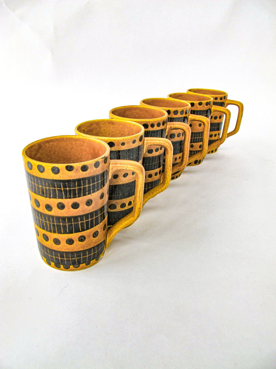 Set of Six Foreign Ceramic Mugs Made in Germany