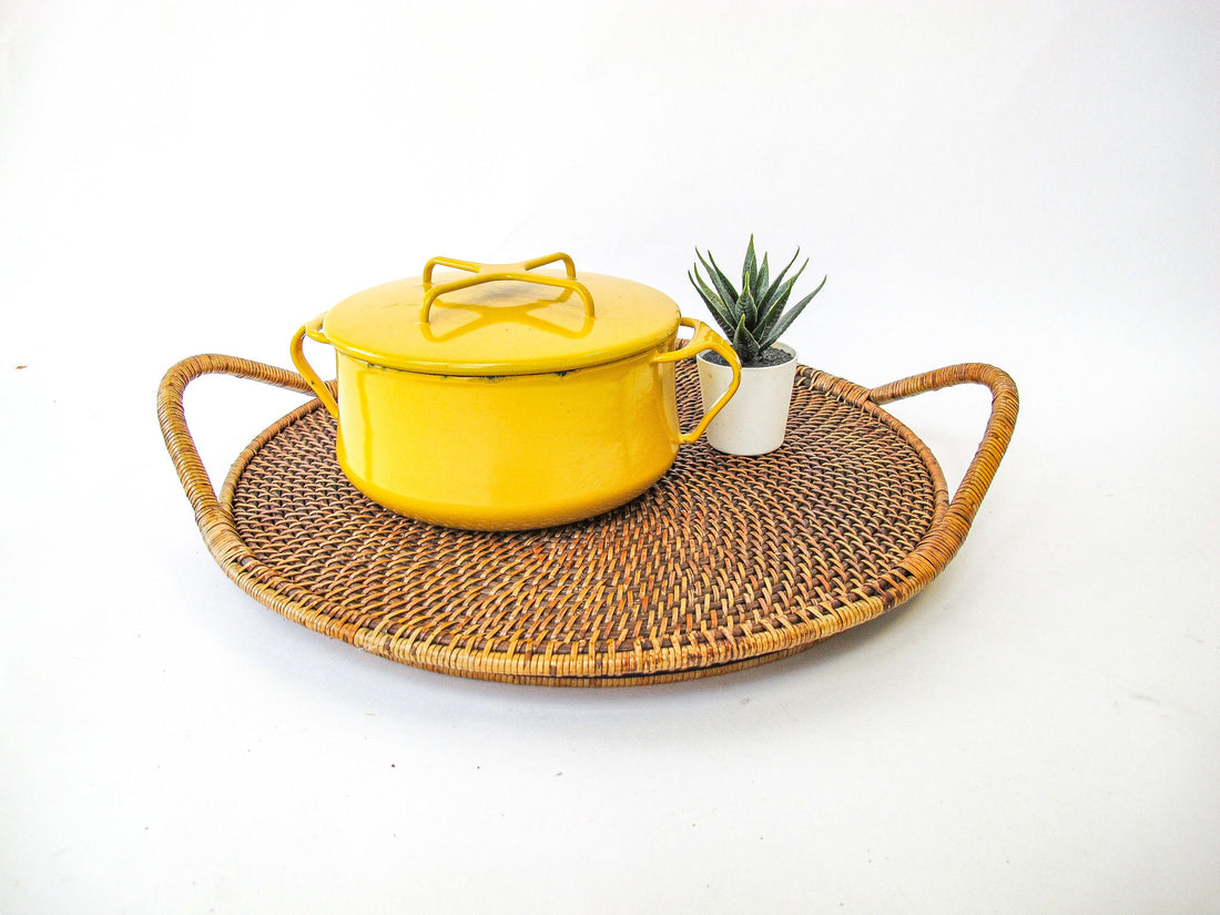 Two Quart Dansk Midcentury yellow Enamelware Pot with Lid Made in Denmark