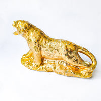 14 Karat Gold Plated Cheetah Planter Statue Sculpture