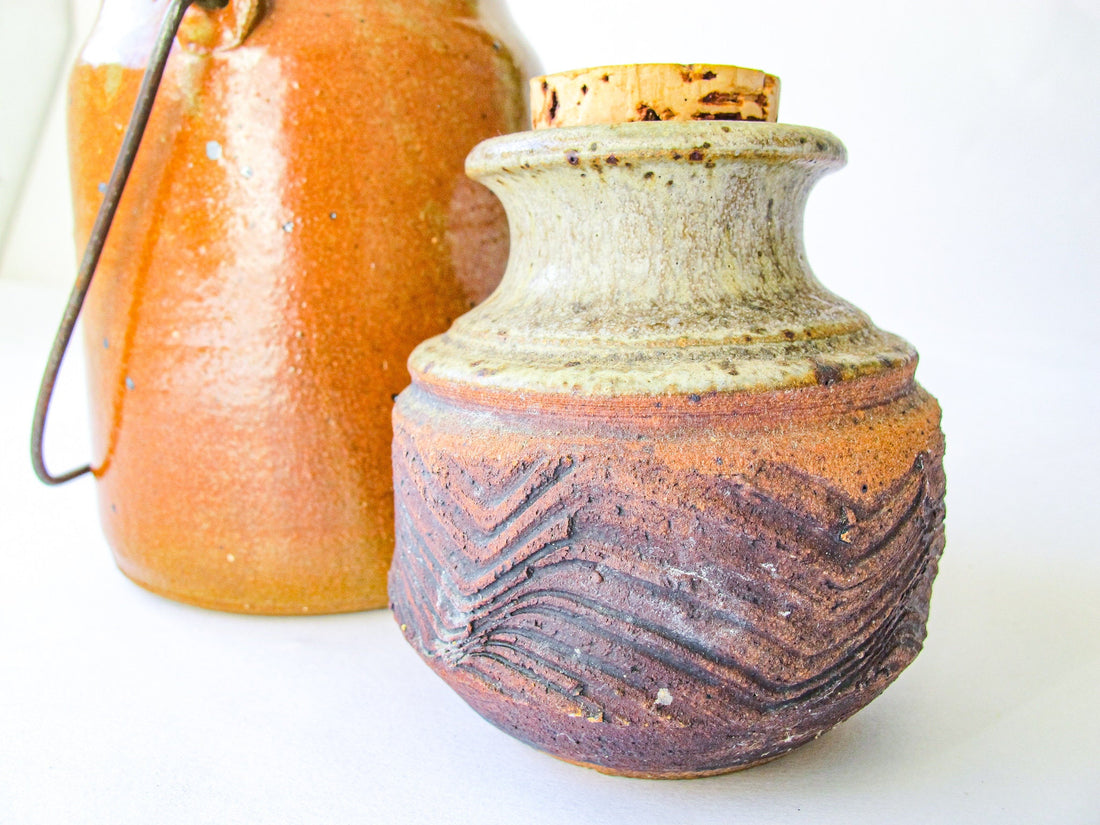 Ceramic Spice Oil Jars with Cork Tops (Sold Individually)
