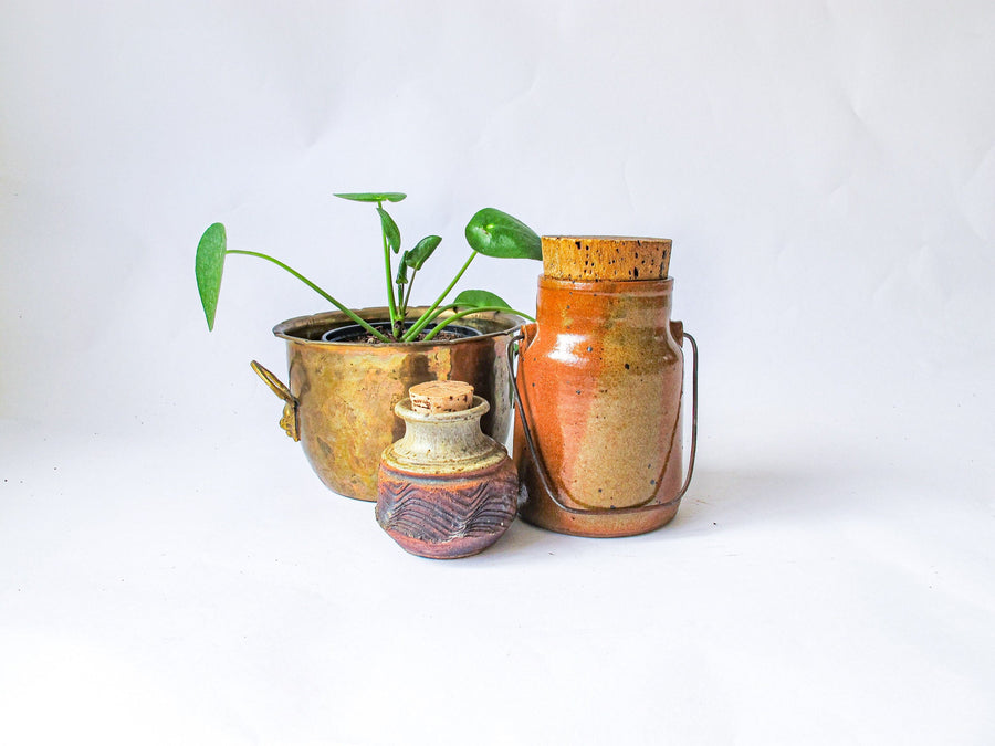 Ceramic Spice Oil Jars with Cork Tops (Sold Individually)