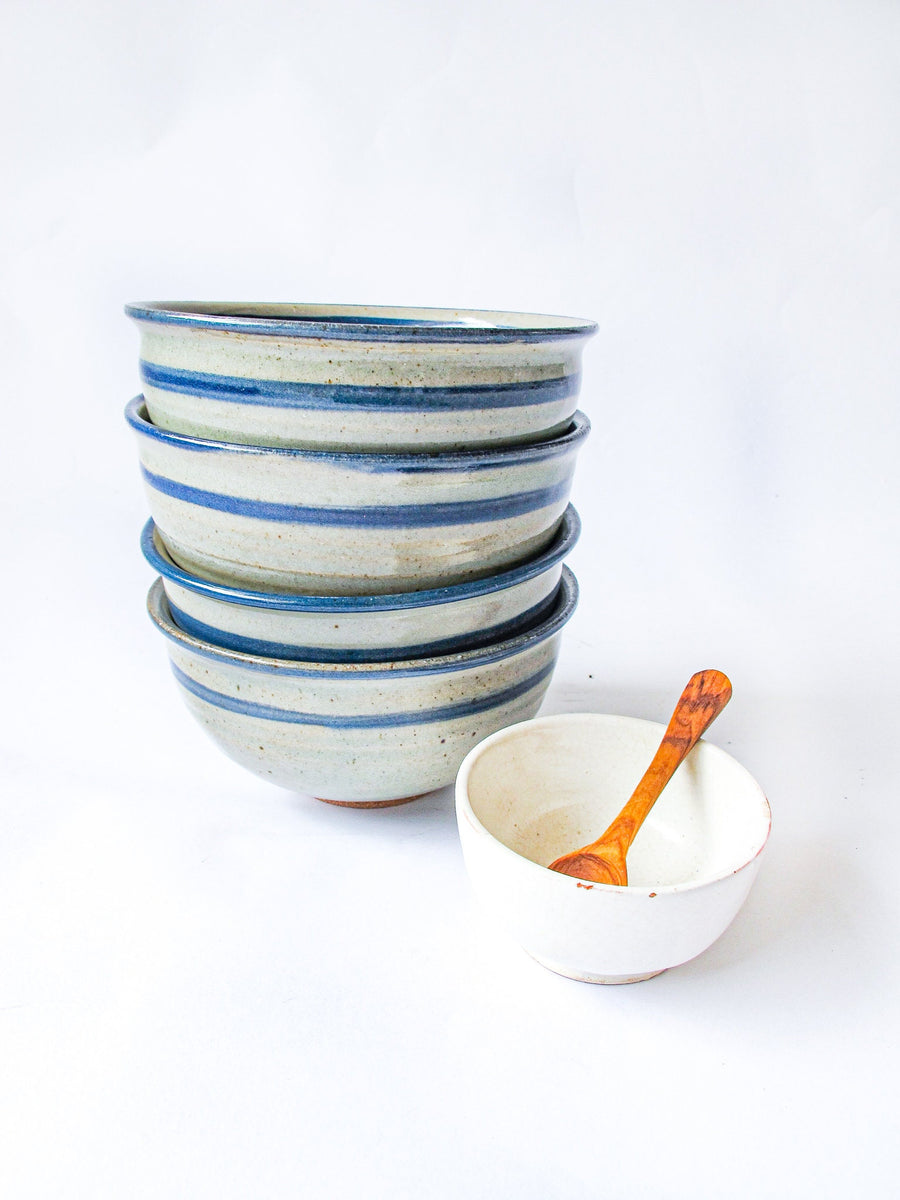 Hand Spun Ceramic Pottery Bowls Set of Four