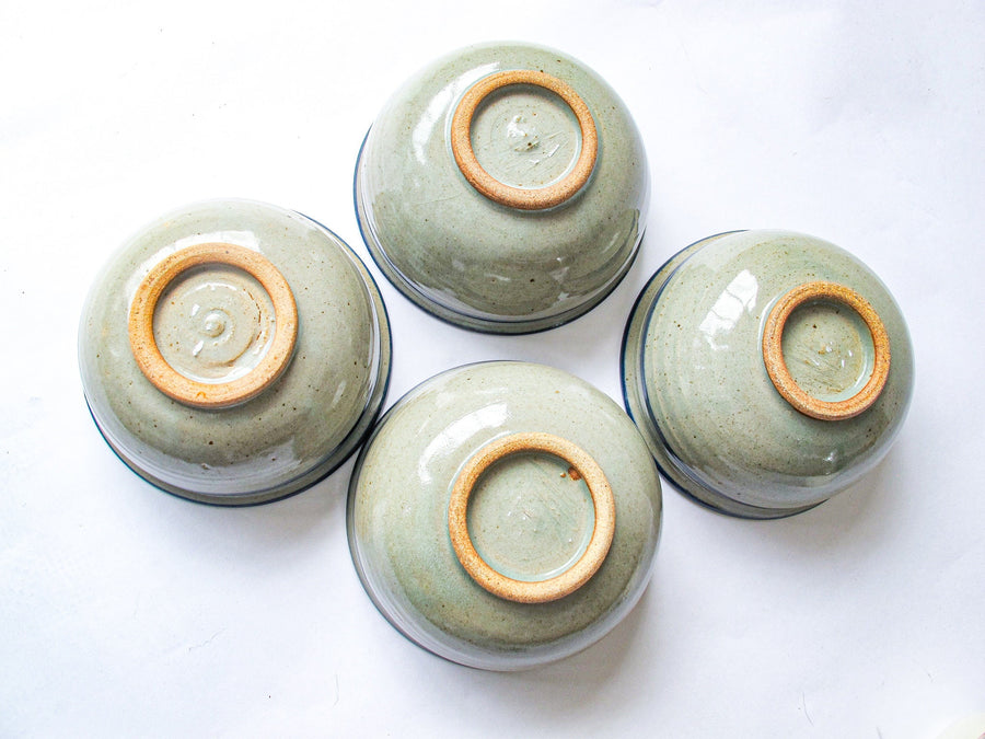 Hand Spun Ceramic Pottery Bowls Set of Four