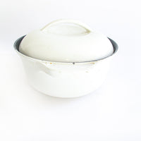 Colony White Enamelware Cast Iron Pot with Lid
