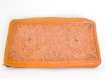 The Gorge Laurence Tooled Leather Clutch with Sheep Skin Liner Made in Portland Oregon