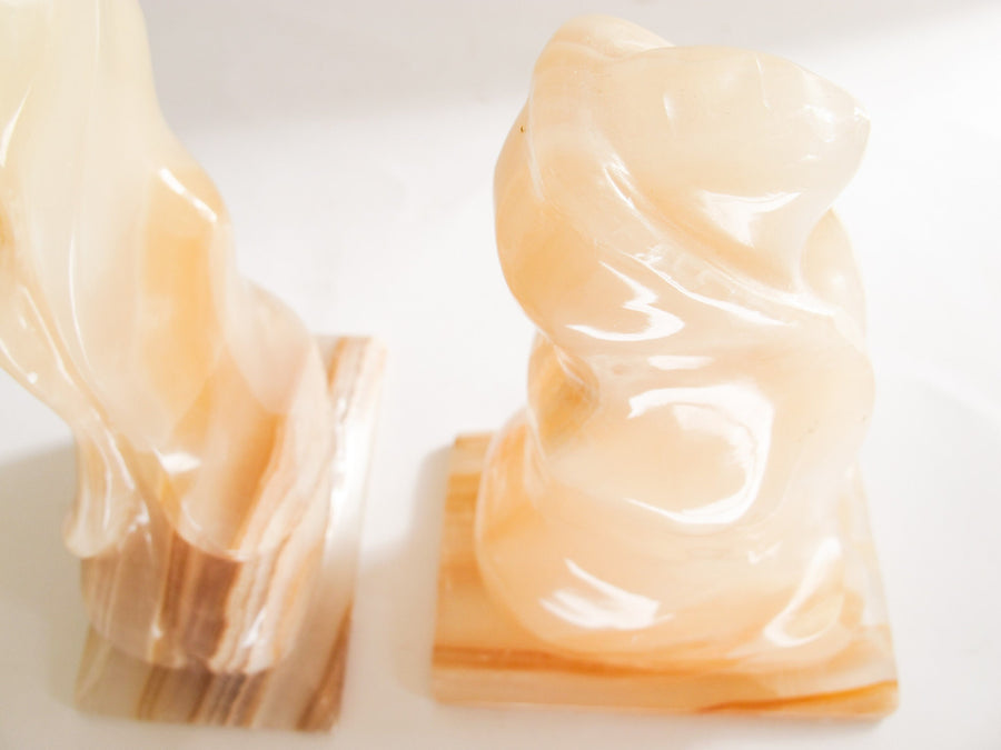 Onyx Agate Stone kneeling Lady Book Ends