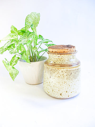 Speckled Ceramic Pottery Canister with Cork Lid