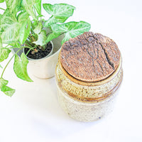 Speckled Ceramic Pottery Canister with Cork Lid