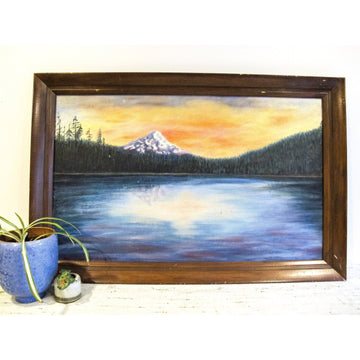 1953 Frog Lake Mount Hood Oregon Painting with Wood Frame by Mary Donnerberg