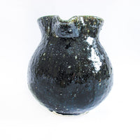 1980s Pottery Ceramic Hand Spun Black Pitcher