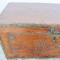 Antique Wood Trunk with Brass Accenting