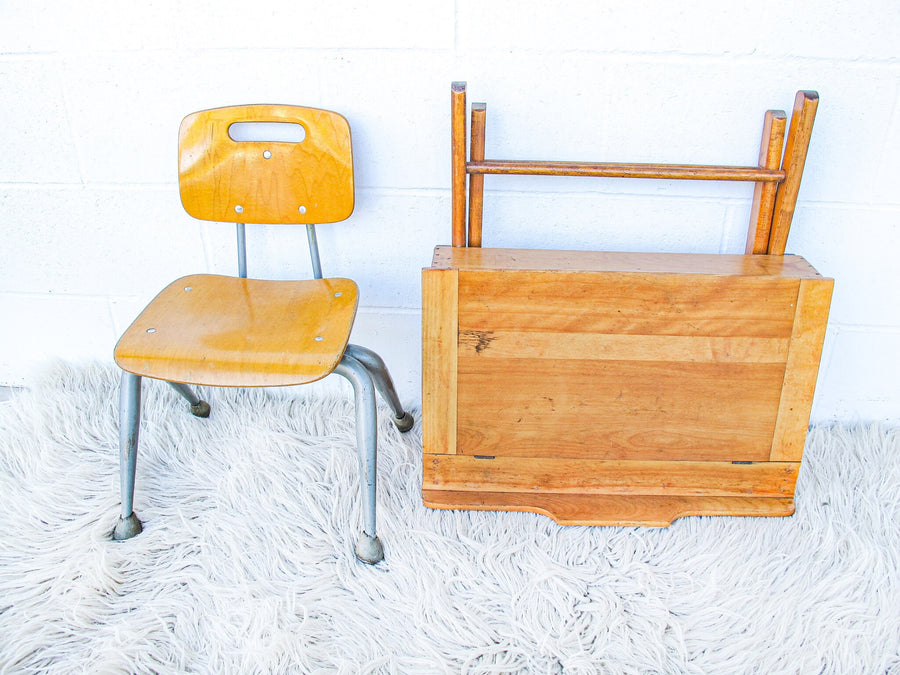 Folding Wood Kids Childrens Desk with Chair