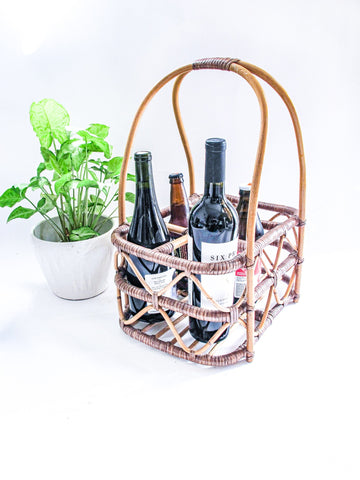 Bamboo Bottle Basket Carrier