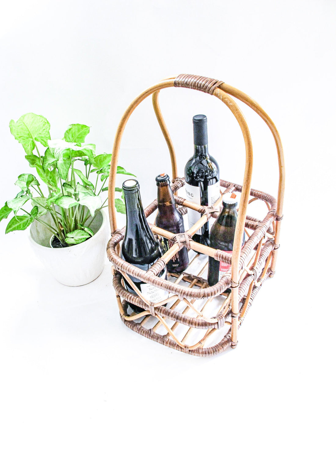 Bamboo Bottle Basket Carrier