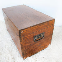 Antique Wood Trunk with Brass Accenting
