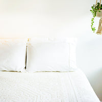 Pilgrim Pride Queen Size Nubby White Cotton Chenille Blanket Comforter Bedspread Throw with Fringe and Rounded Corners