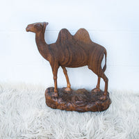 Carved Wood Camel Statue Sculpture