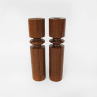 Wood Carved Midcentury Candle Stick Holders