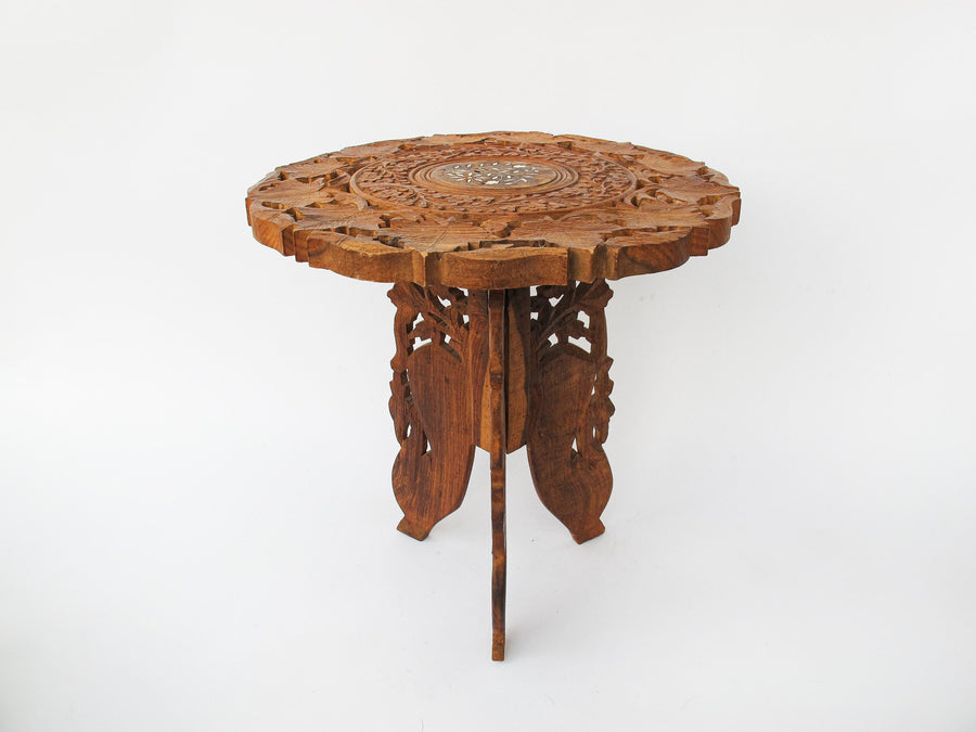 Teak Wood Table Plant Stand with Inlay