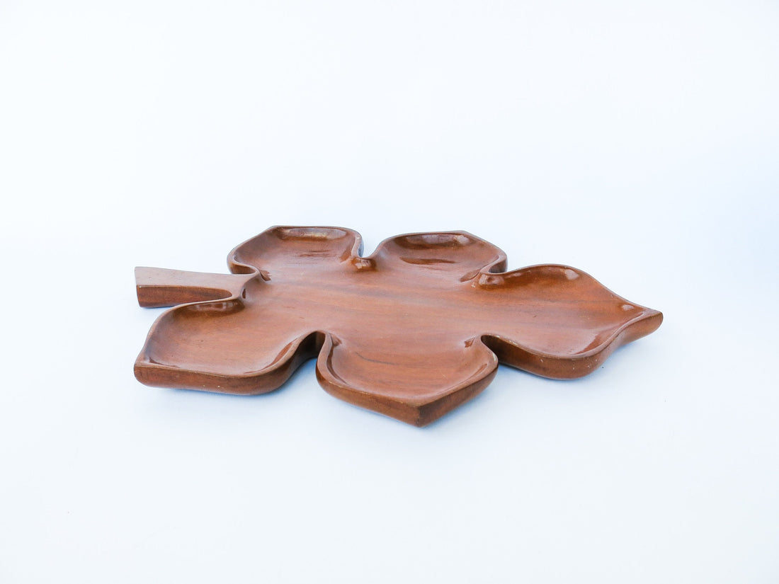 Mahogany Leaf Wood Tray Made in Haiti
