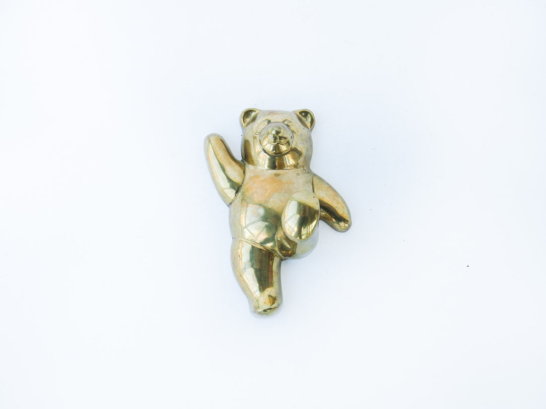 Dancing Brass Bear Wall Hook Art