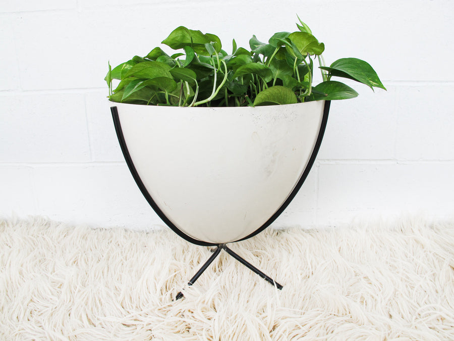Zenith Eames Style Planter with Black Flashed Metal Stand