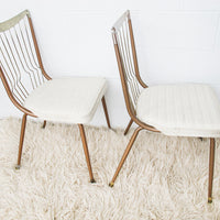 Daystrom Midcentury Kitchen Chairs with White Nagahyde Cushions Set of Two