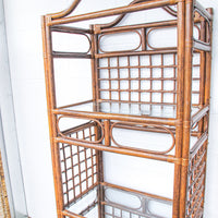 Bamboo Rattan Shelf with Glass Inserts (1 Left! Sold Individually)