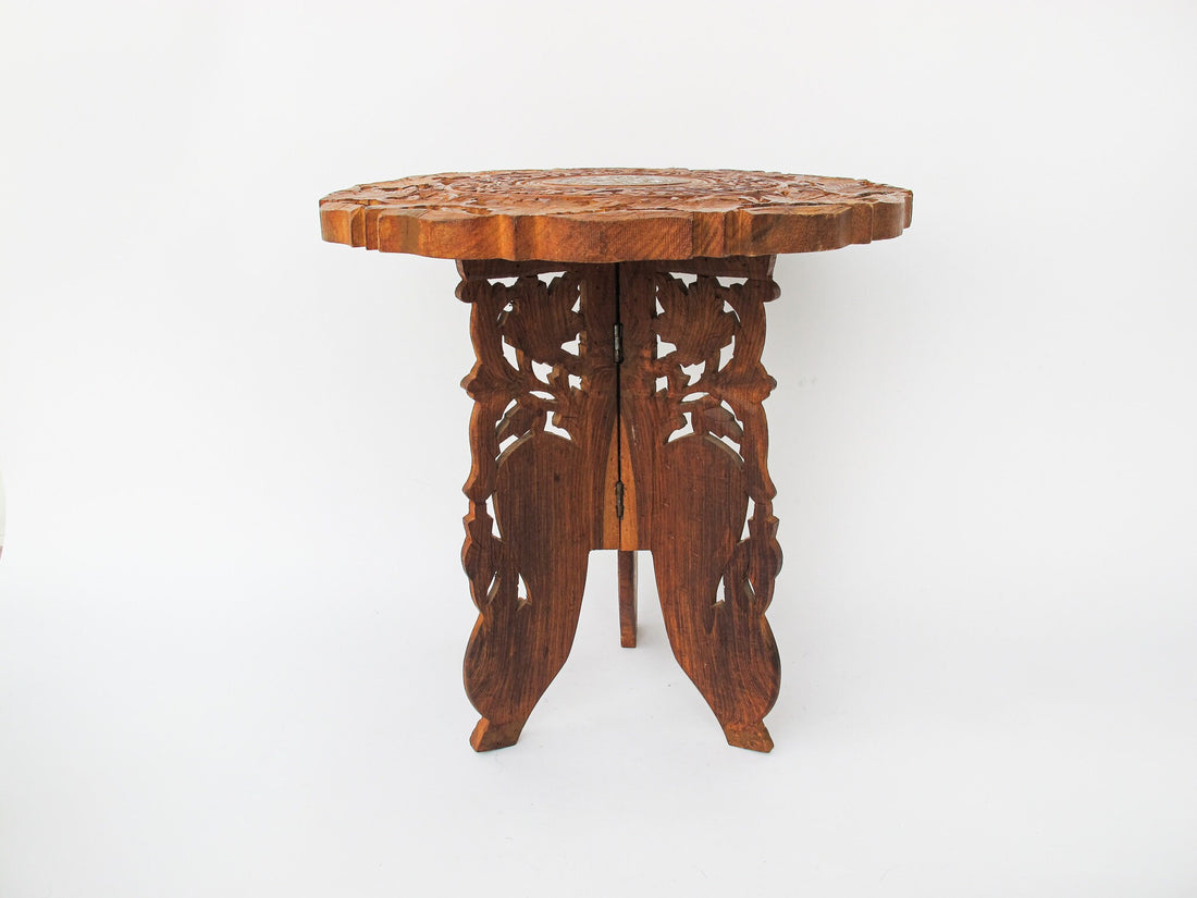 Teak Wood Table Plant Stand with Inlay