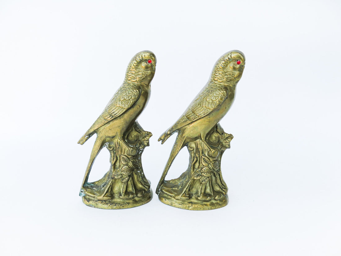 Brass Parrot Bookends