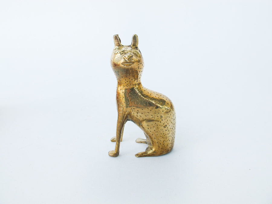 Etched Brass Cat Sculpture Figure