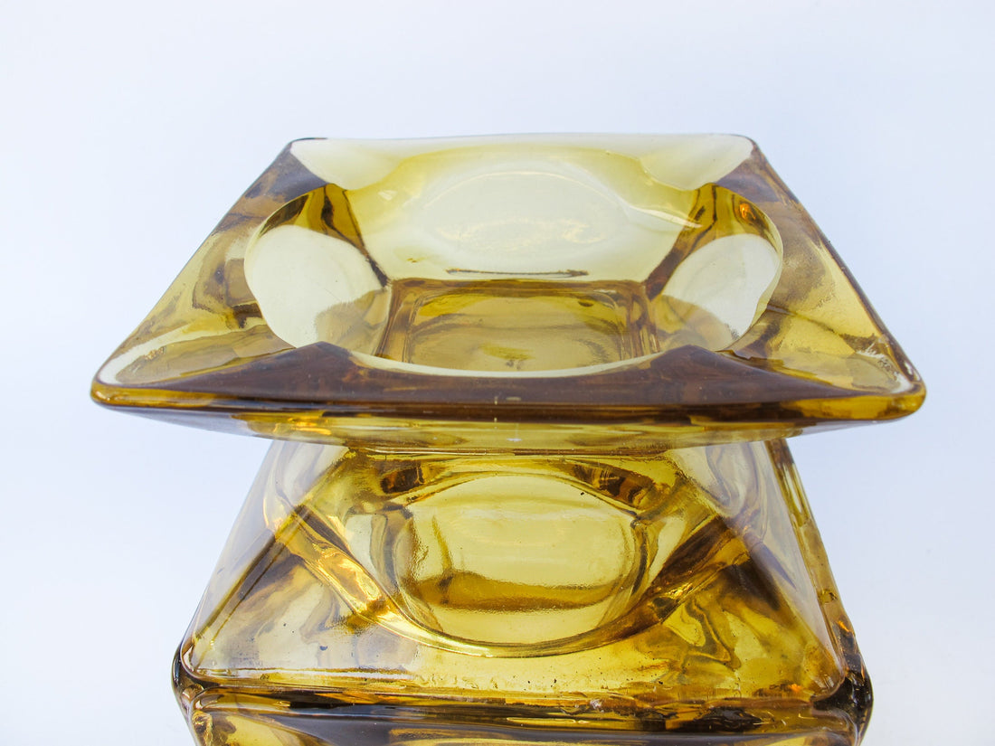 Amber Glass Retro Ashtray