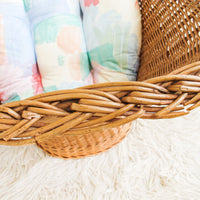 Wicker Barrel Chair Made in Yugoslavia with Cushion and Pillow