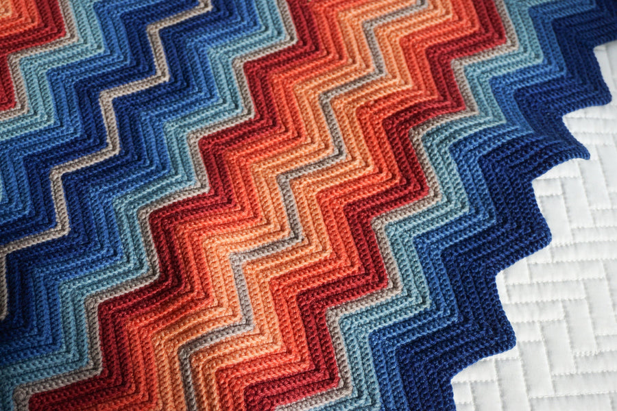 Crochet Knitted Chevron Rainbow Blanket Throw