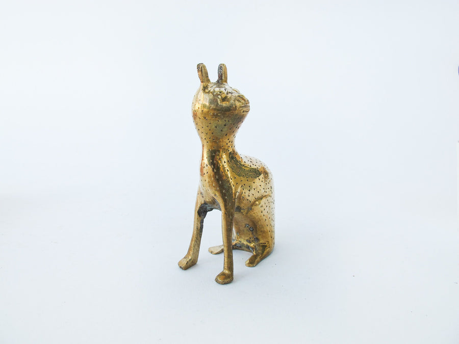 Etched Brass Cat Sculpture Figure