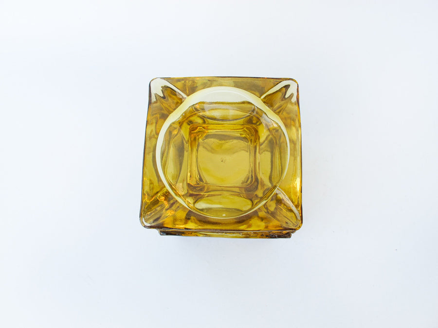 Amber Glass Retro Ashtray