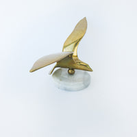 Brass Bird in Flight with White Marble Base - Made in Taiwan