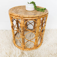 Bamboo and Cane Side Table