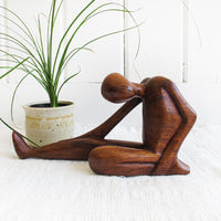 Hand carved wood person figure art