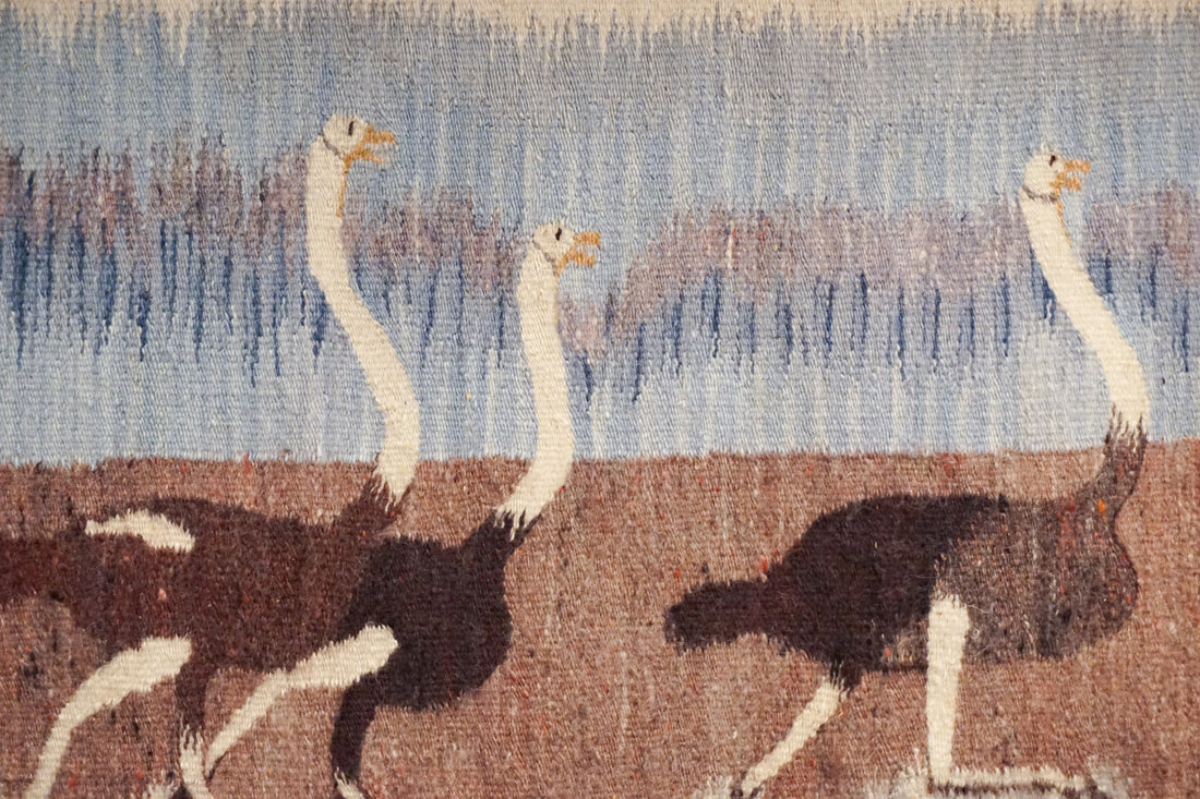 African Woven Ostrich Tapestry - Imbutu Made of Mohair