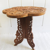 Teak Wood Table Plant Stand with Folding Base