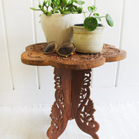 Teak Wood Table Plant Stand with Folding Base