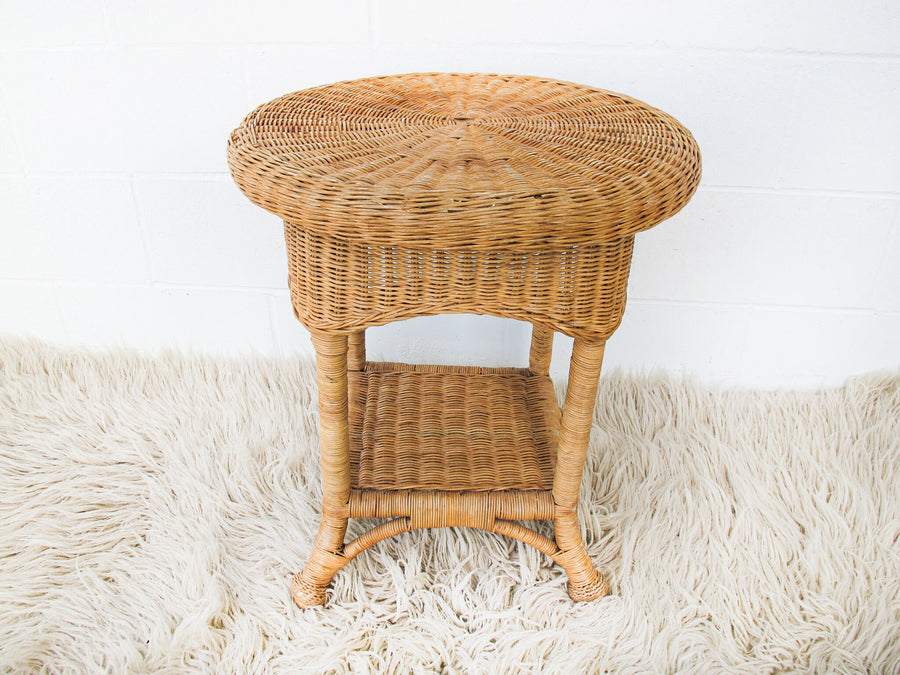 Wicker Side Table Plant Stand Two-Tier
